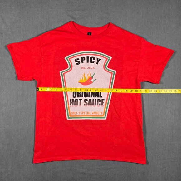 Gildan Red L T-Shirt Original Spicy Hot Sauce Tee‎ Foodie Streetwear Humor - Picture 11 of 12